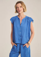 Velvet Janey Woven Linen Cap Sleeve Top