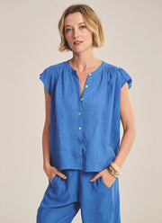 Velvet Janey Woven Linen Cap Sleeve Top
