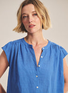 Velvet Janey Woven Linen Cap Sleeve Top