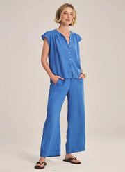 Velvet Janey Woven Linen Cap Sleeve Top