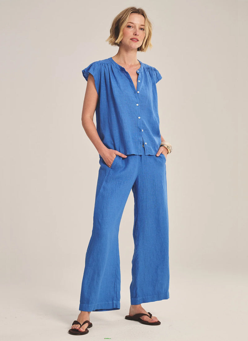 Velvet Janey Woven Linen Cap Sleeve Top