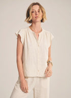 Velvet Janey Woven Linen Cap Sleeve Top