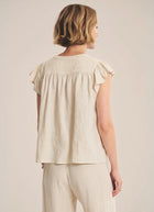 Velvet Janey Woven Linen Cap Sleeve Top