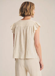 Velvet Janey Woven Linen Cap Sleeve Top