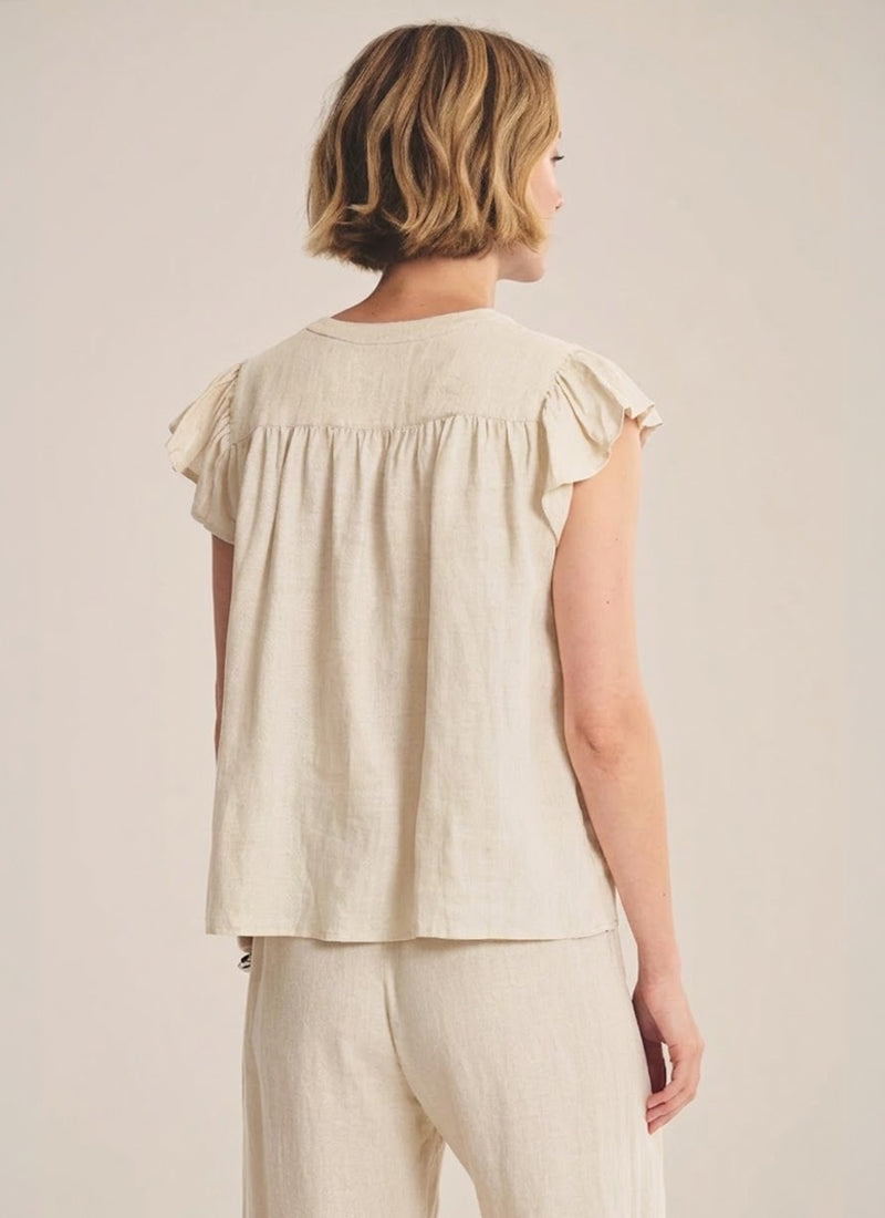 Velvet Janey Woven Linen Cap Sleeve Top