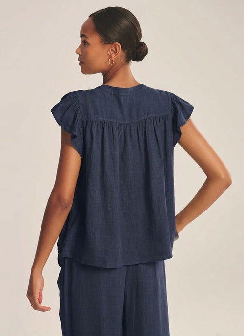Janey Woven Linen Cap Sleeve Top by Velvet