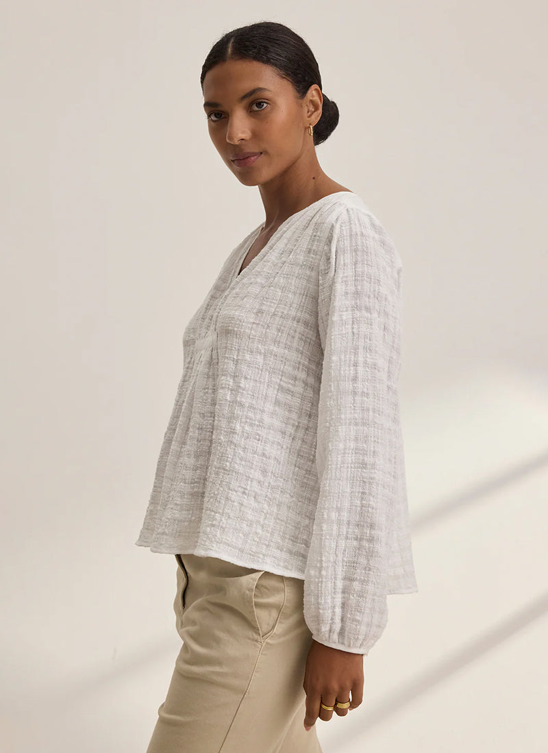 Velvet Textured Long Sleeve Gauze Top