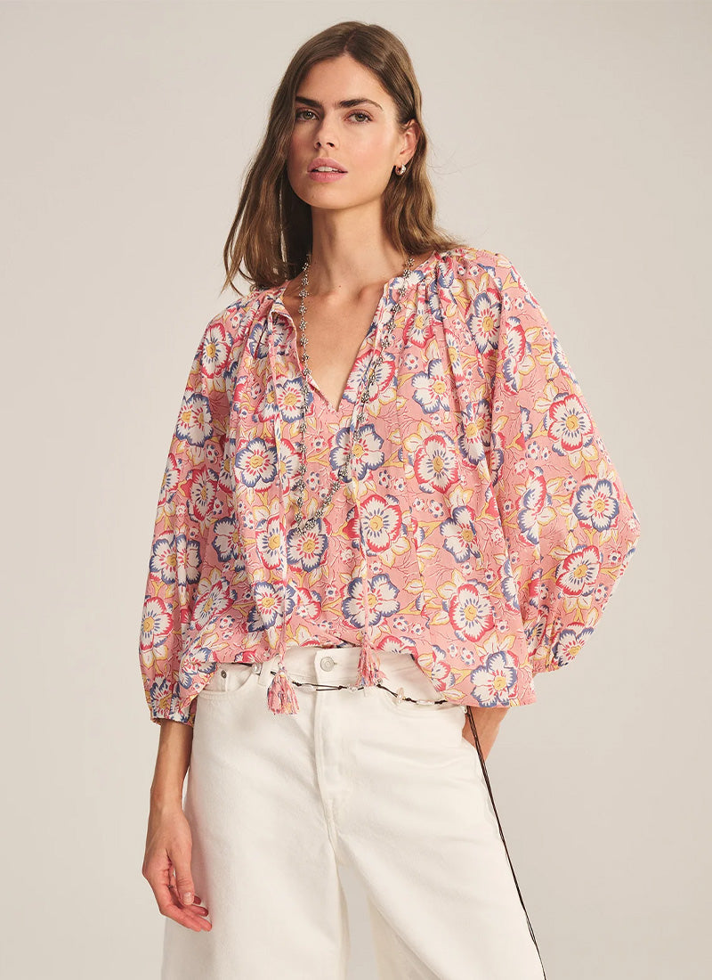 Velvet Reese Begonia Cotton Print Top