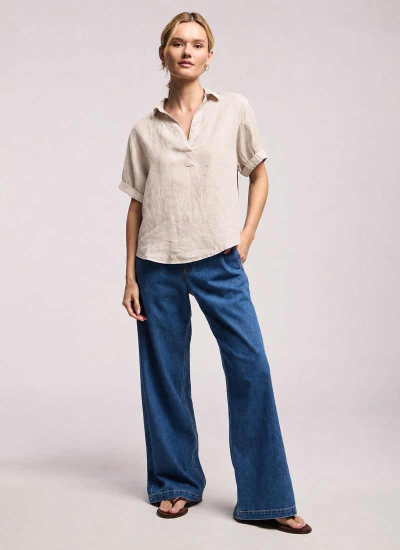 Velvet Vivica Woven Linen Top