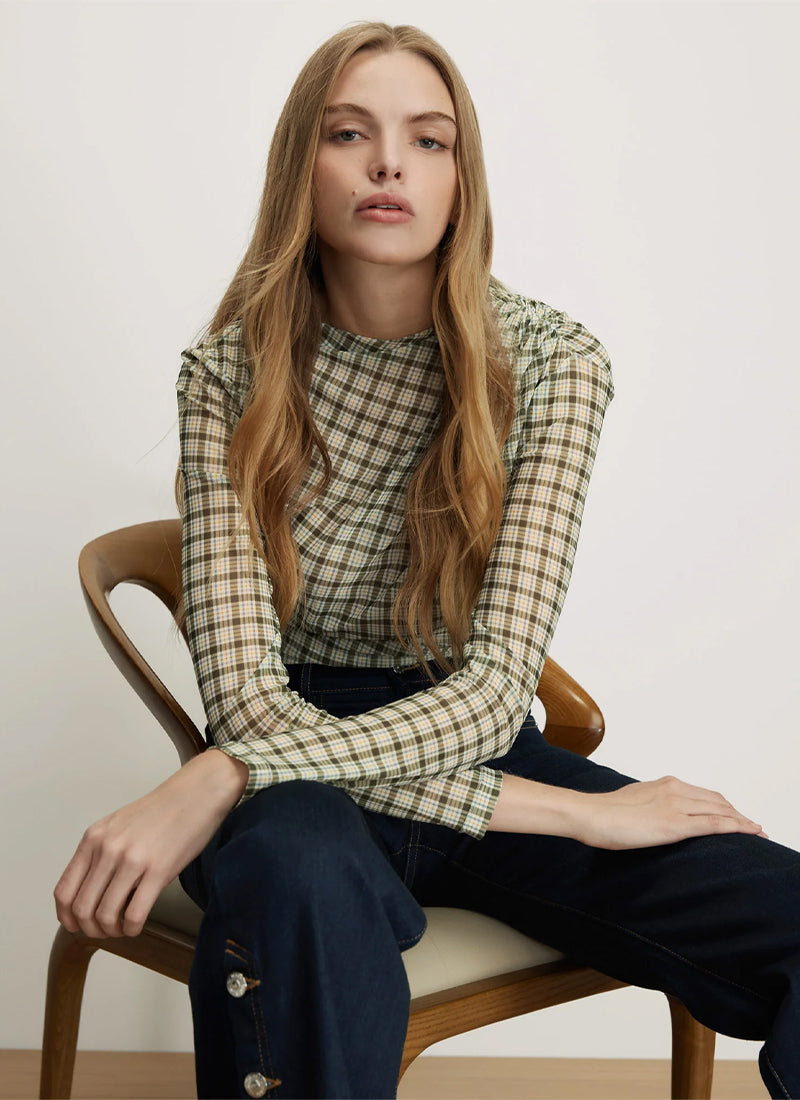 Nuvina Plaid Top