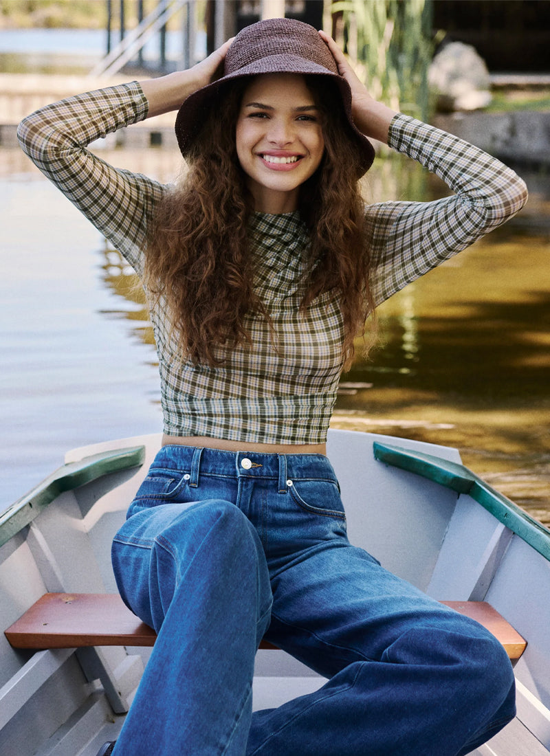 Nuvina Plaid Top
