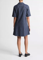 Cotton-Linen Chambray A-Line Dress by Vince