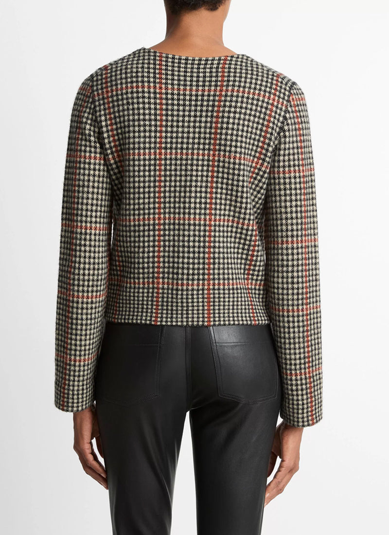 Vince Intarsia Glen Plaid Jacket