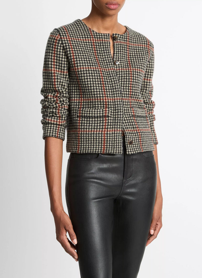 Vince Intarsia Glen Plaid Jacket