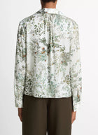 Smocked Grape Vine Long Sleeve White Blouse