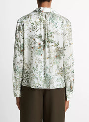 Smocked Grape Vine Long Sleeve White Blouse