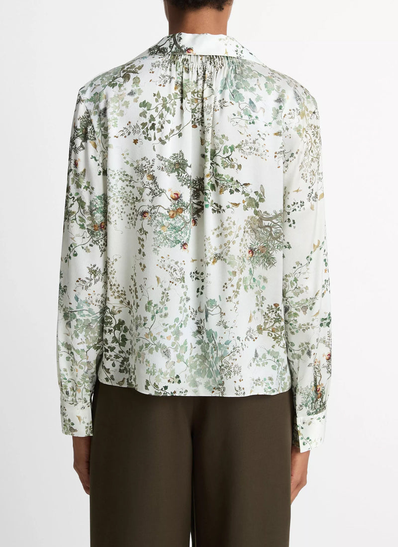 Smocked Grape Vine Long Sleeve White Blouse