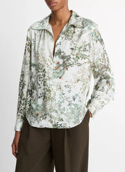 Smocked Grape Vine Long Sleeve White Blouse