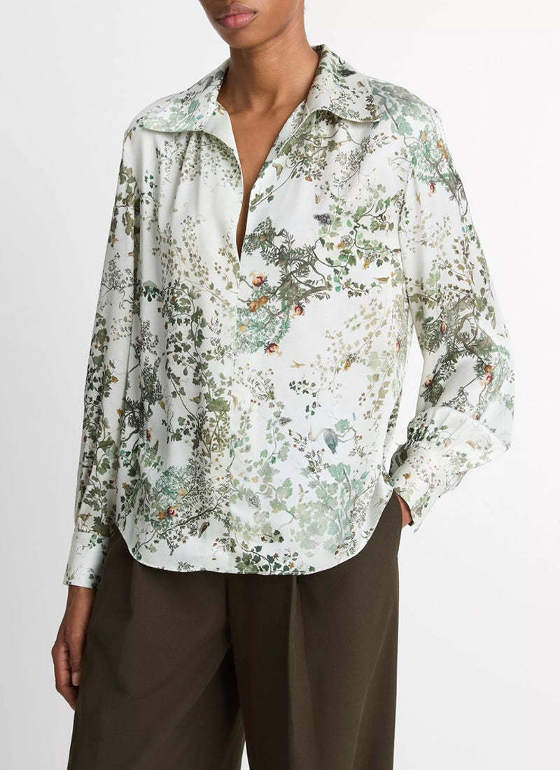 Smocked Grape Vine Long Sleeve White Blouse