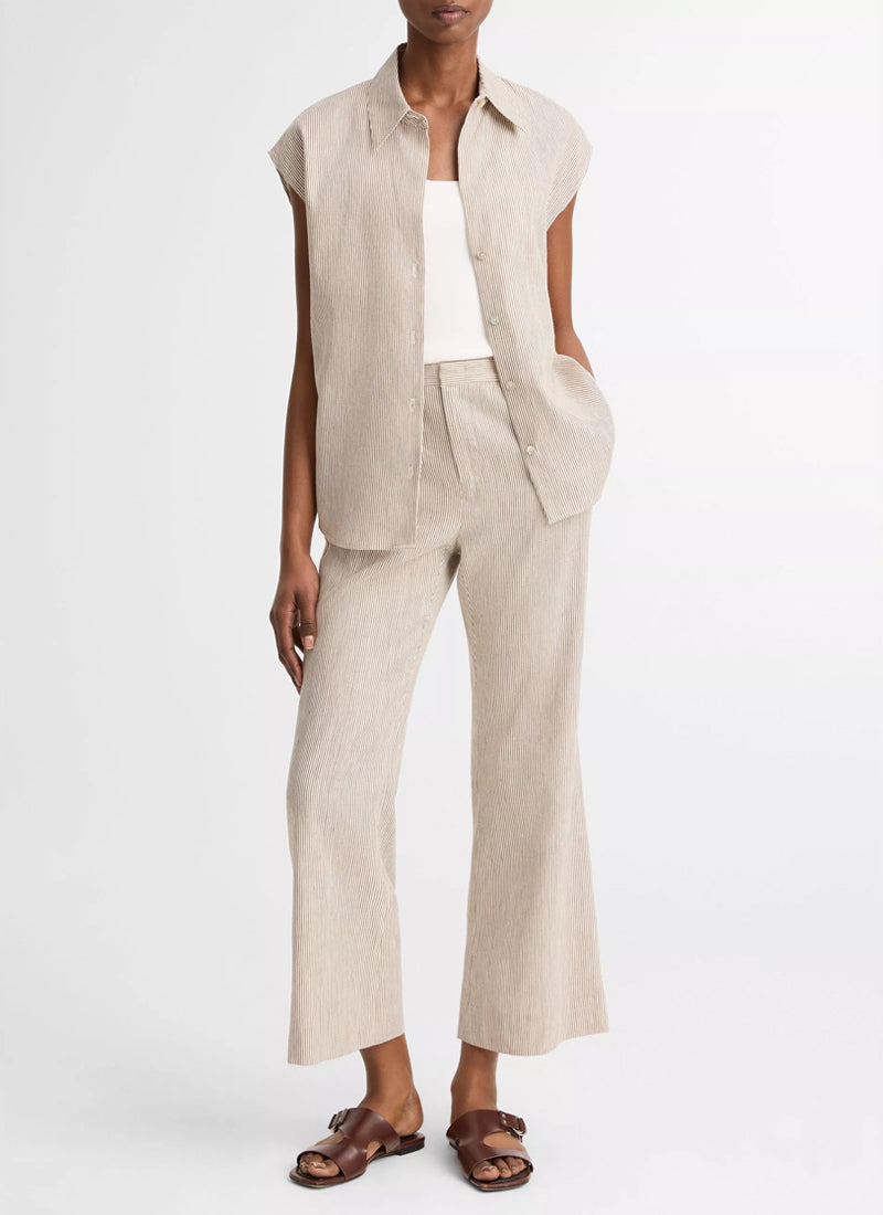 Vince Low Rise Ticking Striped Crop Flare Trouser
