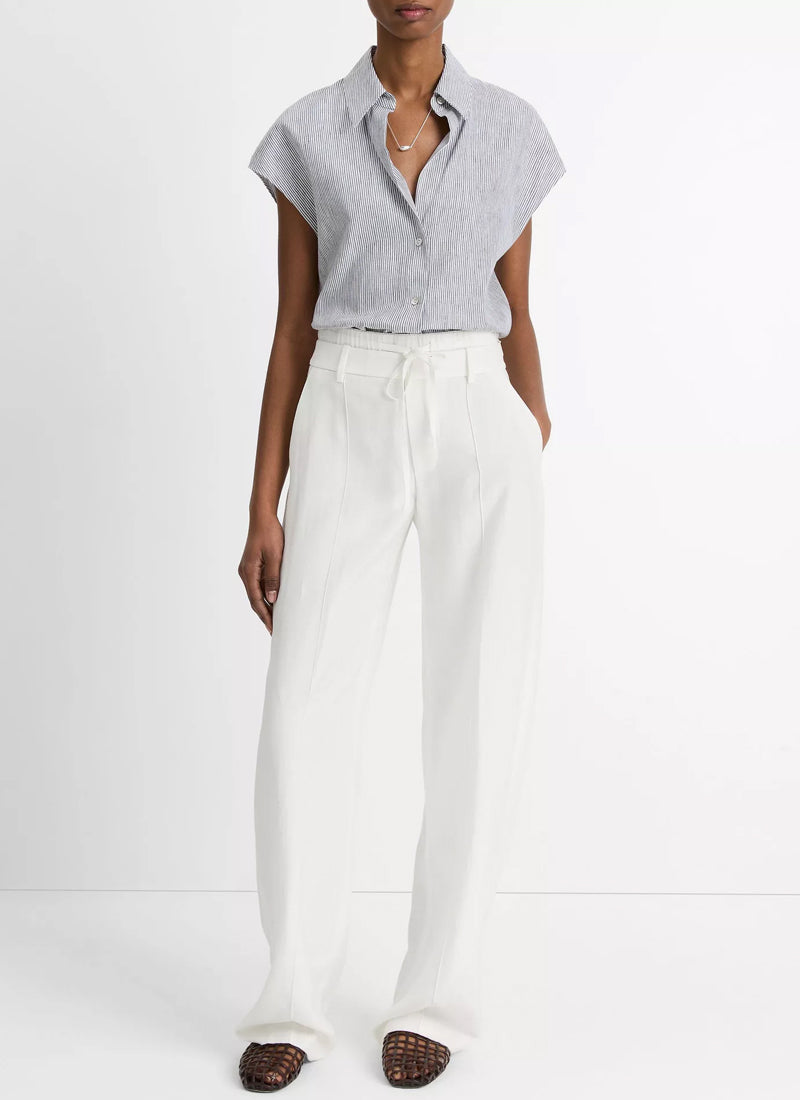 Vince Ticking Stripe Cap Sleeve Blouse