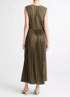 Chevron Pleated Crew Neck Dres by Vince