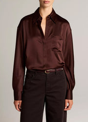 Vince Silk Satin Dolman-Sleeve Shirt
