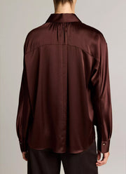Vince Silk Satin Dolman-Sleeve Shirt