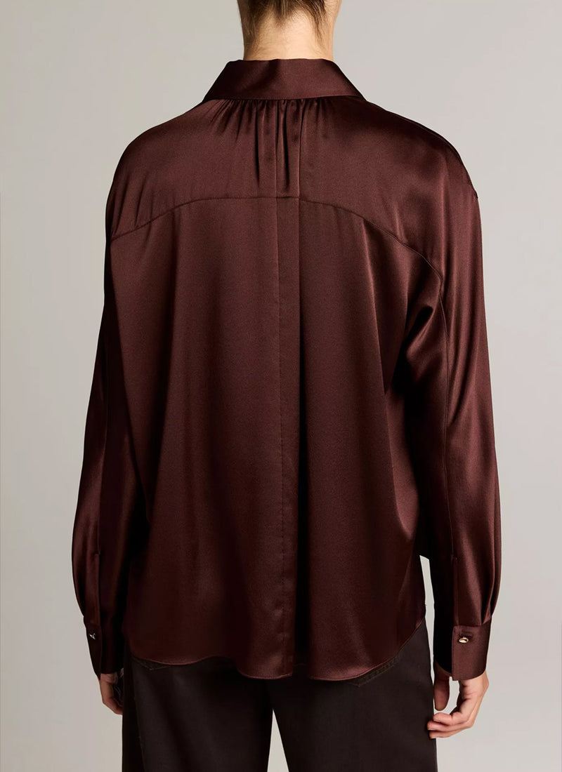 Vince Silk Satin Dolman-Sleeve Shirt