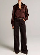 Vince Silk Satin Dolman-Sleeve Shirt