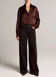 Vince Silk Satin Dolman-Sleeve Shirt