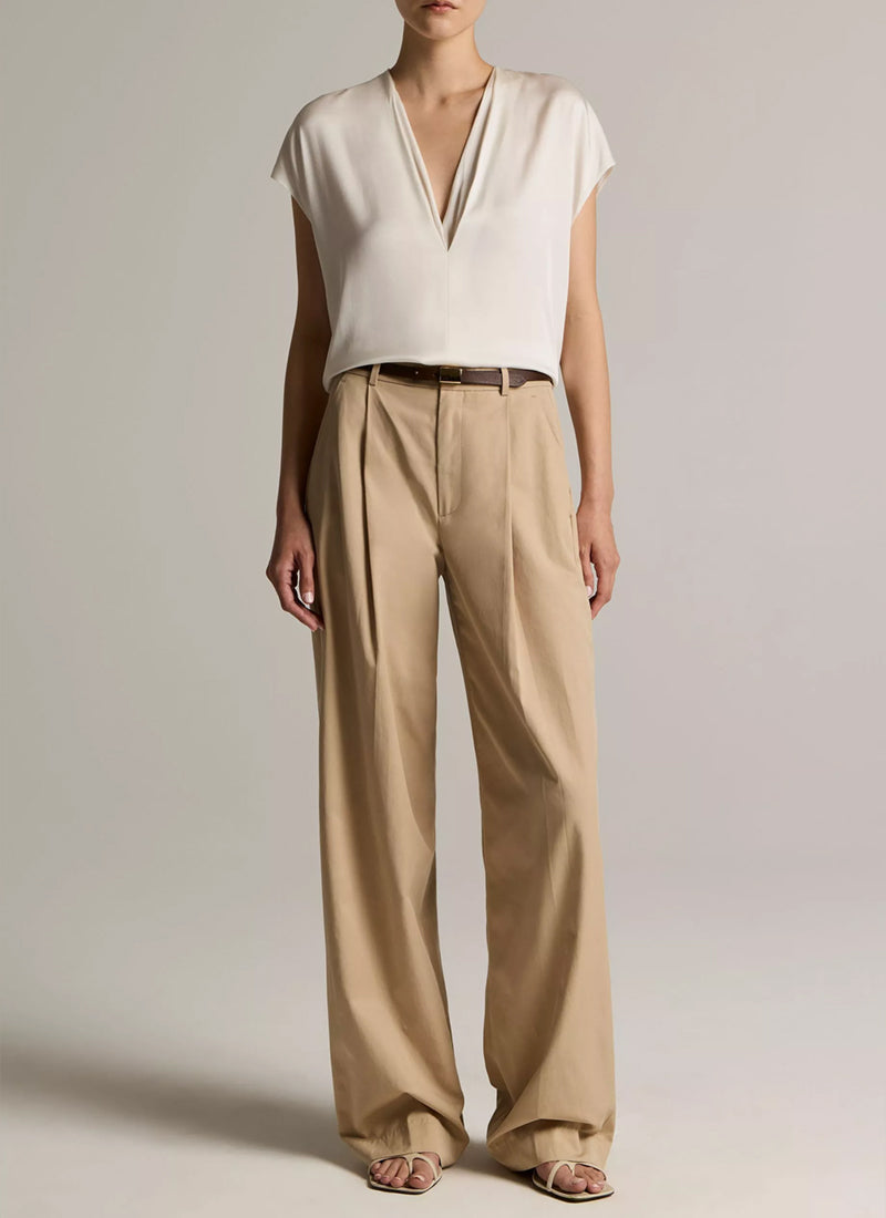 Silk-Blend Double V-Neck Top by Vince