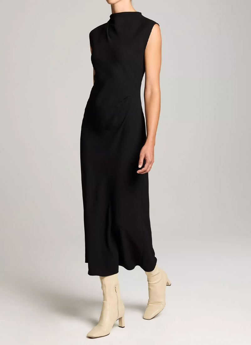 Draped Crepe Funnel-Neck Dress by Vince at Andrews