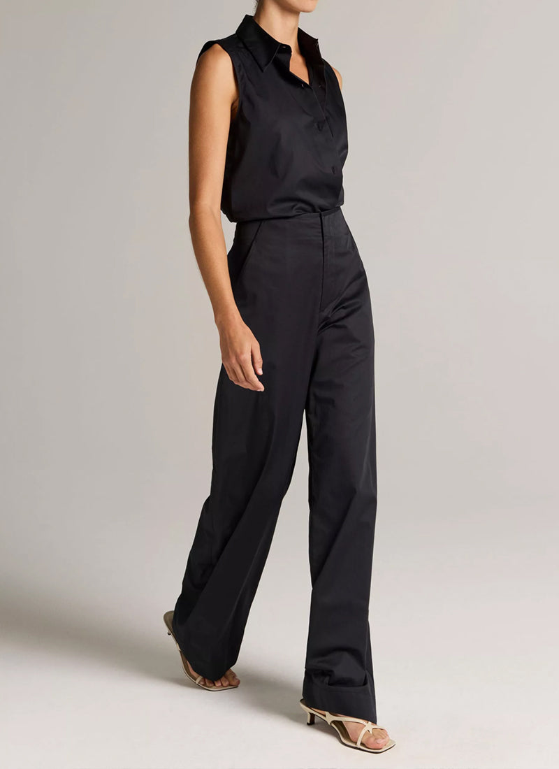 High Waist Elastic Back Cotton Pants by Vince