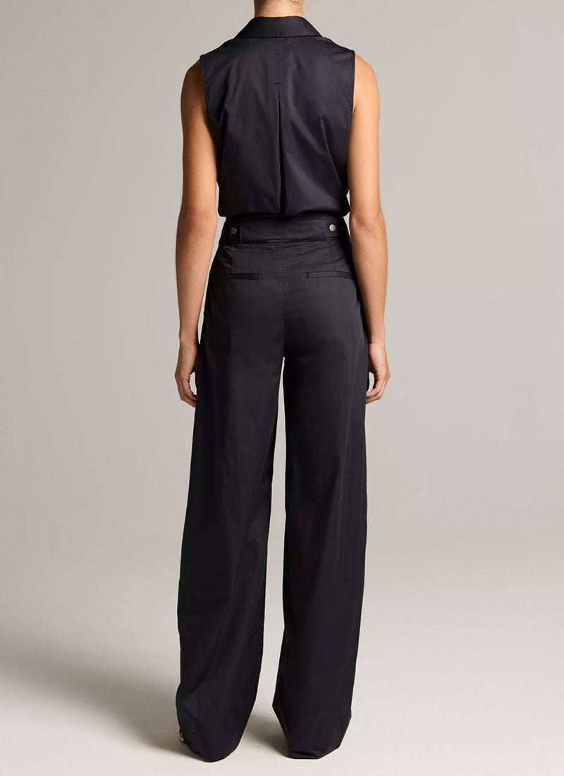High Waist Elastic Back Cotton Pants by Vince