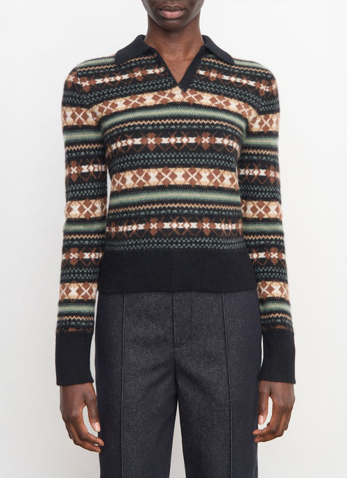 Vince Fair Isle Polo Sweater