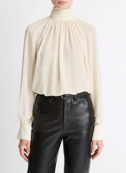 新品未使用deres 16th bottle neck drape blouse vince_gathered_neck_blouse_cre