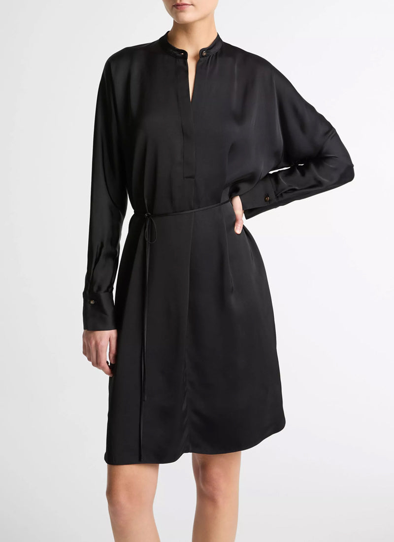 Vince Long Sleeve Band Collar Dress