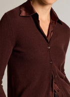 Vince Satin-Trimmed Cashmere Collared Cardigan