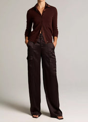 Vince Satin-Trimmed Cashmere Collared Cardigan
