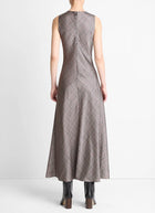 Vince Pressed Plaid Cowl Neck Dress