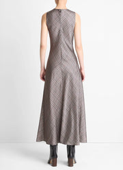 Vince Pressed Plaid Cowl Neck Dress