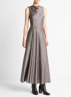 Vince Pressed Plaid Cowl Neck Dress