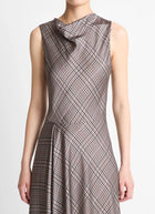 Vince Pressed Plaid Cowl Neck Dress