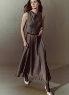 Vince Pressed Plaid Cowl Neck Dress
