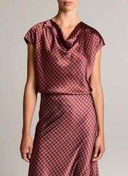 Silk Plaid Ombre Cowl Neck Top by Vince at Andrews 