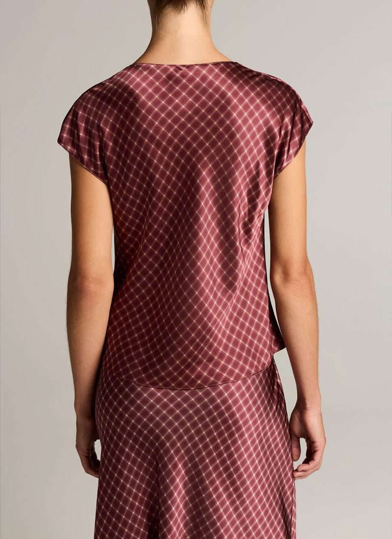  Silk Plaid Ombre Cowl Neck Top by Vince at Andrews 