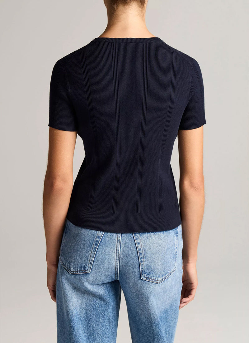 Ribbed Cotton Short-Sleeve Cardigan