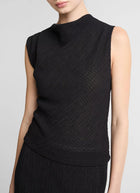 Vince Shadow Grid Cowl Neck Top