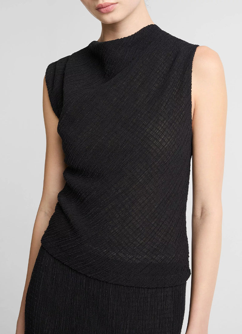 Vince Shadow Grid Cowl Neck Top